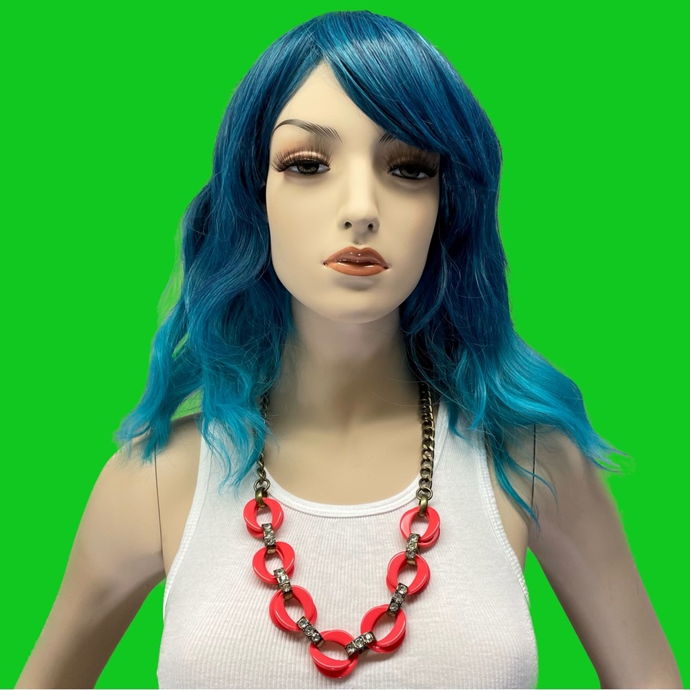 J Crew Coral Resin Rhinestone Link Necklace